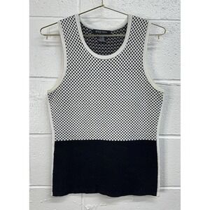 ETCETERA Women's Sleeveless Sweater Vest / Black & White / Women's Small